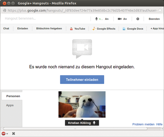 Figure 5: Like Skype, Google Hangout provides video chat capability.