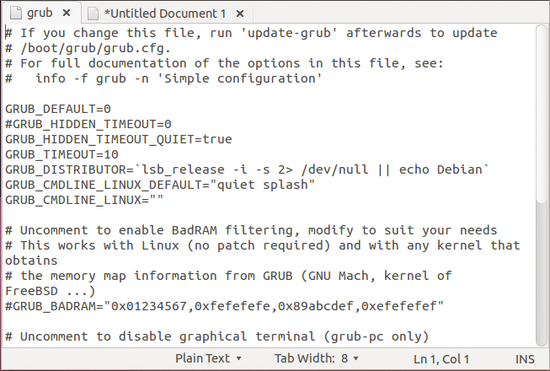 Figure 1: If only one system resides on the hard drive, GRUB 2 no longer shows the boot menu, although you can change that behavior with a configuration setting.