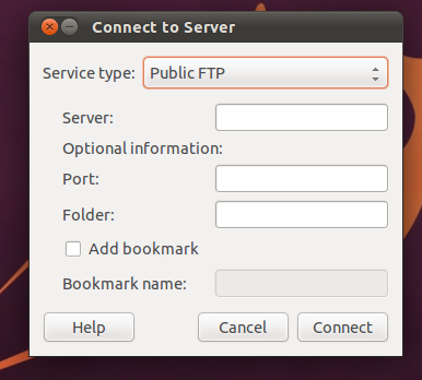 Connect to server GUI