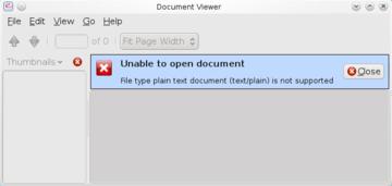 Evince can't open plain text.