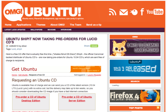 Screenshot OMG! Ubuntu! June 2010