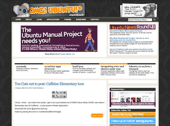Screenshot OMG! Ubuntu! March 2010