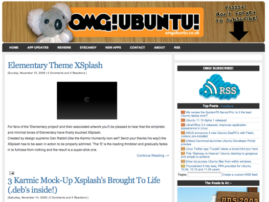 Screenshot OMG! Ubuntu! November 2009