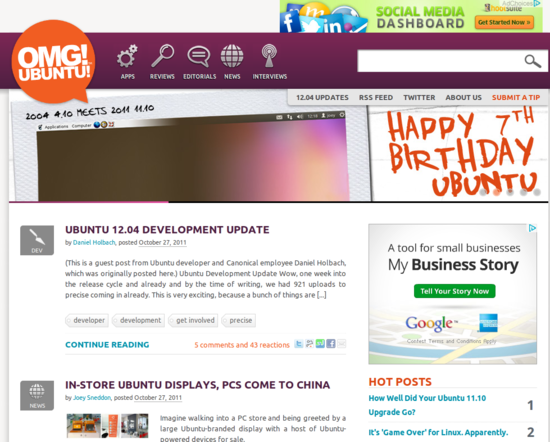 Screenshot OMG! Ubuntu! October 2011