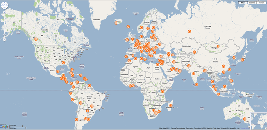Map of where Ubuntu Server is being used globally